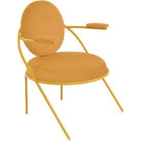 Sessel meet by Paperflow Saturne, mit Armlehnen, B 700 x T 730 x H 880 mm, Stahlrohr, Kunstleder, Safran/Safran
