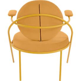 Sessel meet by Paperflow Saturne, mit Armlehnen, B 700 x T 730 x H 880 mm, Stahlrohr, Kunstleder, Safran/Safran