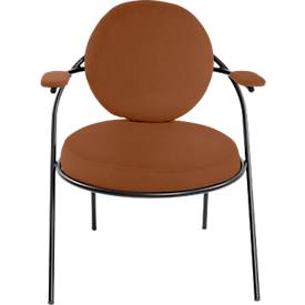 Sessel meet by Paperflow Saturne, mit Armlehnen, B 700 x T 730 x H 880 mm, Stahlrohr, Kunstleder, Schwarz/Rost