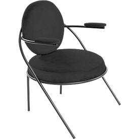 Sessel meet by Paperflow Saturne, mit Armlehnen, B 700 x T 730 x H 880 mm, Stahlrohr, Kunstleder, Schwarz/Schwarz