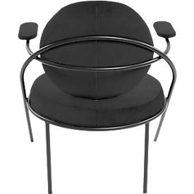 Sessel meet by Paperflow Saturne, mit Armlehnen, B 700 x T 730 x H 880 mm, Stahlrohr, Kunstleder, Schwarz/Schwarz