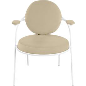 Sessel meet by Paperflow Saturne, mit Armlehnen, B 700 x T 730 x H 880 mm, Stahlrohr, Kunstleder, Weiß/Elfenbein