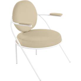 Sessel meet by Paperflow Saturne, mit Armlehnen, B 700 x T 730 x H 880 mm, Stahlrohr, Kunstleder, Weiß/Elfenbein