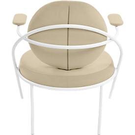 Sessel meet by Paperflow Saturne, mit Armlehnen, B 700 x T 730 x H 880 mm, Stahlrohr, Kunstleder, Weiß/Elfenbein