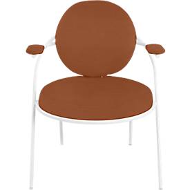 Sessel meet by Paperflow Saturne, mit Armlehnen, B 700 x T 730 x H 880 mm, Stahlrohr, Kunstleder, Weiß/Rost