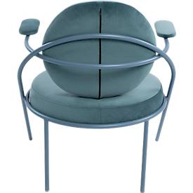 Sessel meet by Paperflow Saturne, mit Armlehnen, B 700 x T 730 x H 880 mm, Stahlrohr, Samt, Blau/Blau