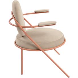 Sessel meet by Paperflow Saturne, mit Armlehnen, B 700 x T 730 x H 880 mm, Stahlrohr, Samt, Rosa/Elfenbein