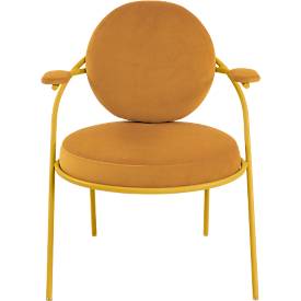 Sessel meet by Paperflow Saturne, mit Armlehnen, B 700 x T 730 x H 880 mm, Stahlrohr, Samt, Safran/Safran