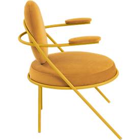 Sessel meet by Paperflow Saturne, mit Armlehnen, B 700 x T 730 x H 880 mm, Stahlrohr, Samt, Safran/Safran