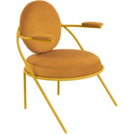 Sessel meet by Paperflow Saturne, mit Armlehnen, B 700 x T 730 x H 880 mm, Stahlrohr, Samt, Safran/Safran