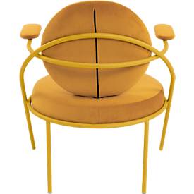 Sessel meet by Paperflow Saturne, mit Armlehnen, B 700 x T 730 x H 880 mm, Stahlrohr, Samt, Safran/Safran