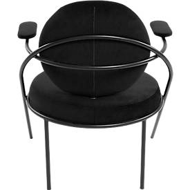 Sessel meet by Paperflow Saturne, mit Armlehnen, B 700 x T 730 x H 880 mm, Stahlrohr, Samt, Schwarz/Schwarz