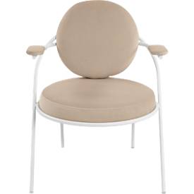 Sessel meet by Paperflow Saturne, mit Armlehnen, B 700 x T 730 x H 880 mm, Stahlrohr, Samt, Weiß/Elfenbein