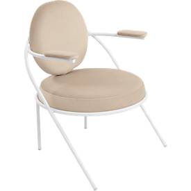 Sessel meet by Paperflow Saturne, mit Armlehnen, B 700 x T 730 x H 880 mm, Stahlrohr, Samt, Weiß/Elfenbein