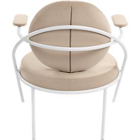 Sessel meet by Paperflow Saturne, mit Armlehnen, B 700 x T 730 x H 880 mm, Stahlrohr, Samt, Weiß/Elfenbein