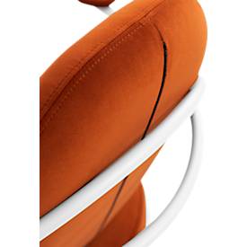 Sessel meet by Paperflow Saturne, mit Armlehnen, B 700 x T 730 x H 880 mm, Stahlrohr, Samt, Weiß/Rost