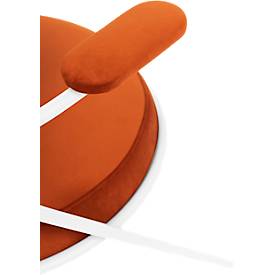 Sessel meet by Paperflow Saturne, mit Armlehnen, B 700 x T 730 x H 880 mm, Stahlrohr, Samt, Weiß/Rost