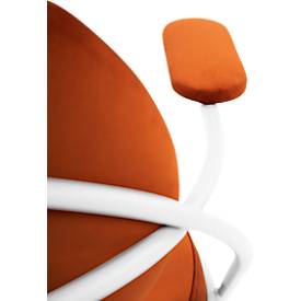 Sessel meet by Paperflow Saturne, mit Armlehnen, B 700 x T 730 x H 880 mm, Stahlrohr, Samt, Weiß/Rost