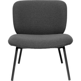 Sessel meet by Paperflow TWIST, gepolstert, B 600 x T 530 x H 420 mm, Stoff und Stahl, anthrazit/mattschwarz