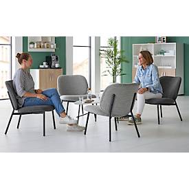 Sessel meet by Paperflow TWIST, gepolstert, B 600 x T 530 x H 420 mm, Stoff und Stahl, anthrazit/mattschwarz