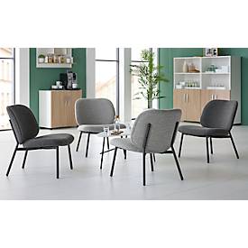 Sessel meet by Paperflow TWIST, gepolstert, B 600 x T 530 x H 420 mm, Stoff und Stahl, anthrazit/mattschwarz