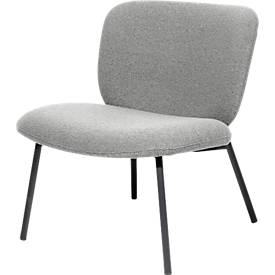 Sessel meet by Paperflow TWIST, gepolstert, B 600 x T 530 x H 420 mm, Stoff und Stahl, grau/mattschwarz