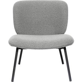 Sessel meet by Paperflow TWIST, gepolstert, B 600 x T 530 x H 420 mm, Stoff und Stahl, grau/mattschwarz