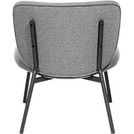 Sessel meet by Paperflow TWIST, gepolstert, B 600 x T 530 x H 420 mm, Stoff und Stahl, grau/mattschwarz
