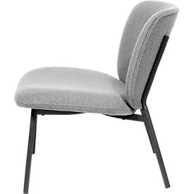 Sessel meet by Paperflow TWIST, gepolstert, B 600 x T 530 x H 420 mm, Stoff und Stahl, grau/mattschwarz