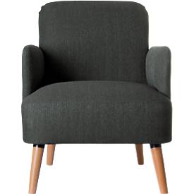 Sessel Paperflow Brooks - Massivholz - Retro-Design - gepolstert - Polyester-Bezug - anthrazit