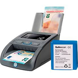 Set Geldscheinprüfer Safescan® 155-S, EZB-getestet, 6 Währungen, 7 Sicherheitsmerkmale +Akku LB-105 & Banknotenstapler RS-100