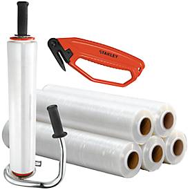 SET Stretchen, 6 Rollen Stretchfolie + 1 Handwickelgerät + 1 Folienschneider GRATIS
