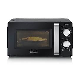 SEVERIN 2‑in‑1 Mikrowelle mit Grillfunktion, 17 l, 700/900 W, 30‑Minuten‑Timer, Drehteller & Grillrost, B 440 x H 240 x T 320 mm, Schwarz