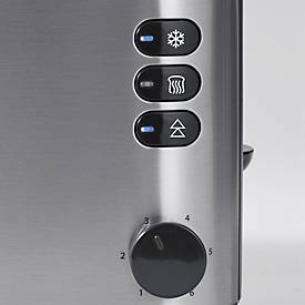 SEVERIN Automatik-Langschlitztoaster, 1400 W, doppelwandiges Edelstahlgehäuse, Brotscheibenzentrierung, integrierter Brötchenaufsatz, schwarz/silber