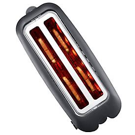 SEVERIN Automatik-Langschlitztoaster, 1400 W, doppelwandiges Edelstahlgehäuse, Brotscheibenzentrierung, integrierter Brötchenaufsatz, schwarz/silber