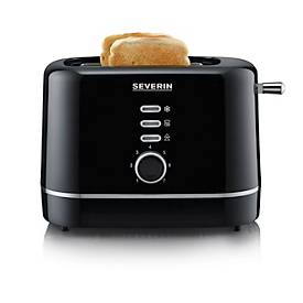 SEVERIN Automatik-Toaster , 2 Toastkammern, 850 W, Auftau- & Aufwärmfunktion, Brotscheibenzentrierung, Brötchenaufsatz, B 280 x H 188 x T 182 mm, Schwarz