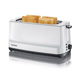 SEVERIN Automatik-Toaster AT 2234, 1.400 W, 2 Langschlitze 230 mm, Brotscheibenzentrierung, Auftauen/Aufwärmen, Röstzeitelektronik, B 390 x H 185 x T 180 mm, Weiß/Grau