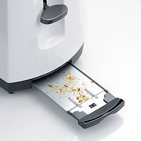 SEVERIN Automatik-Toaster AT 2234, 1.400 W, 2 Langschlitze 230 mm, Brotscheibenzentrierung, Auftauen/Aufwärmen, Röstzeitelektronik, B 390 x H 185 x T 180 mm, Weiß/Grau