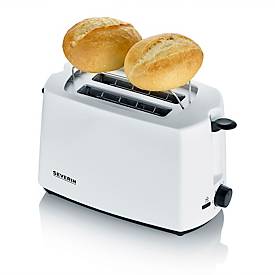 SEVERIN Automatik-Toaster AT 2286, 2 Toastkammern, 700 W, 7-stufiger Bräunungsgrad, Stopp-Taste, Brötchen‑Röstaufsatz, Weiß