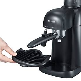 SEVERIN Espressomaschine KA 5978, Siebträger für Kaffeepulver, 0,2 l Wassertank, 3,5 bar, Kombischalter Espresso/Dampf, abnehmbare Abtropfschale, Schwarz