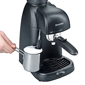 SEVERIN Espressomaschine KA 5978, Siebträger für Kaffeepulver, 0,2 l Wassertank, 3,5 bar, Kombischalter Espresso/Dampf, abnehmbare Abtropfschale, Schwarz