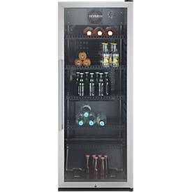 SEVERIN Flaschenkühlschrank , 237 l Netto, Schloss, LED-Innenbeleuchtung, Metallablagen, B 545 x H 1410 x T 540 mm, Schwarz