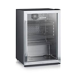 SEVERIN Flaschenkühlschrank FKS 8840, 118 l Netto, integriertes Schloss, LED‑Innenbeleuchtung, Temperaturregler 0–7 (0–10 °C), B 545 x H 840 x T 540 mm, 42 dB, Schwarz/Silber, Made in Germany