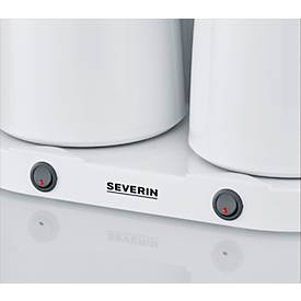 SEVERIN Kaffeemaschine Duo 2in1 KA 9314, 2 getrennte Heizsysteme, 2 Thermoskannen mit Durchbrühdeckel, Tropf‑Stopp, Abschaltautomatik, B 395 x T 255 x H 365 mm, weiß