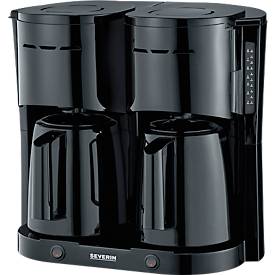 SEVERIN Kaffeemaschine Duo 2in1 KA 9315, 2 getrennte Heizsysteme, 2 Thermoskannen mit Durchbrühdeckel, Tropf‑Stopp, Abschaltautomatik, B 395 x T 255 x H 365 mm, schwarz