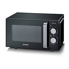 SEVERIN Mikrowelle, 800 W, Grillfunktion, 20 l, 9 Stufen, Garraumbeleuchtung, B 462 x T 395 x H 270 mm, Kabellänge 1000 mm, Schwarz/Edelstahl