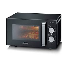 SEVERIN Mikrowelle, 800 W, Grillfunktion, 20 l, 9 Stufen, Garraumbeleuchtung, B 462 x T 395 x H 270 mm, Kabellänge 1000 mm, Schwarz/Edelstahl