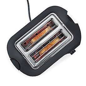 SEVERIN Toaster AT 2589, 2 Toastkammern, 800 W, Brotscheibenzentrierung, Auftauen/Aufwärmen, Stopp-Taste, Krümelschublade, B 265 x H 195 x T 180 mm, Edelstahl/Schwarz