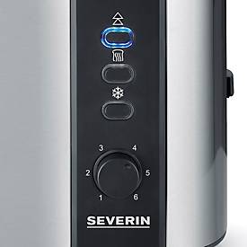 SEVERIN Toaster AT 2589, 2 Toastkammern, 800 W, Brotscheibenzentrierung, Auftauen/Aufwärmen, Stopp-Taste, Krümelschublade, B 265 x H 195 x T 180 mm, Edelstahl/Schwarz