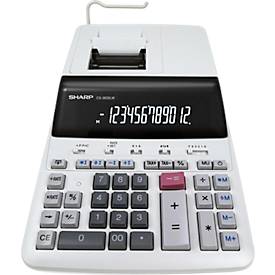 SHARP® Tischrechner CS-2635LW, integrierter Drucker, 4,5 Zeilen/s, 12-stelliges LC-Display, Netzbetrieb, schwarz-weiß